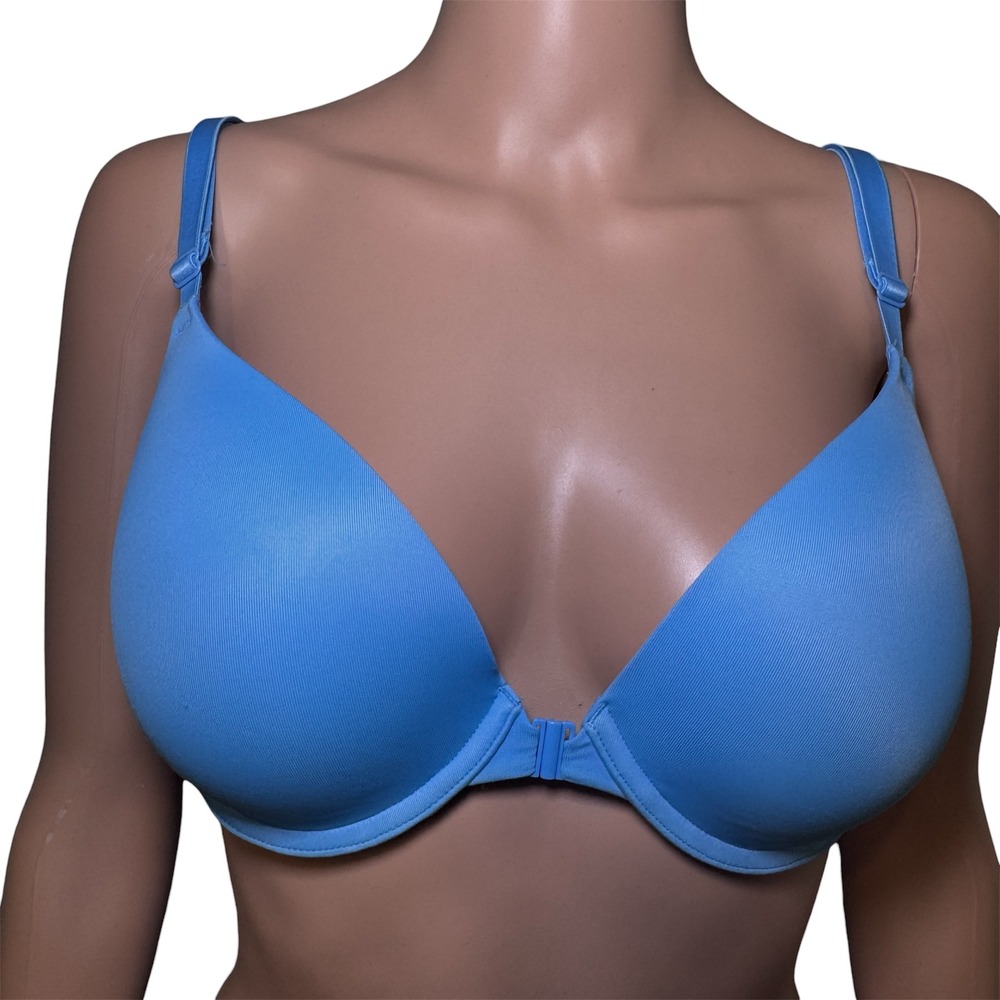 Victoria's Secret PINK Wear Everywhere Push Up Bra Blue Rhinestone Straps 34D